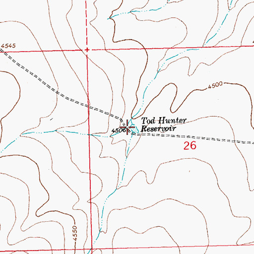 Topographic Map of Tod Hunter Reservoir, NM