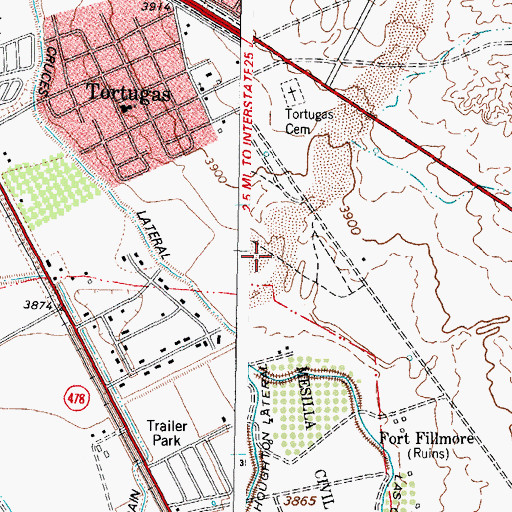Topographic Map of Tortugas Arroyo, NM
