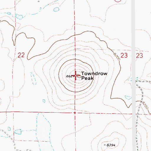 Topographic Map of Towndrow Peak, NM