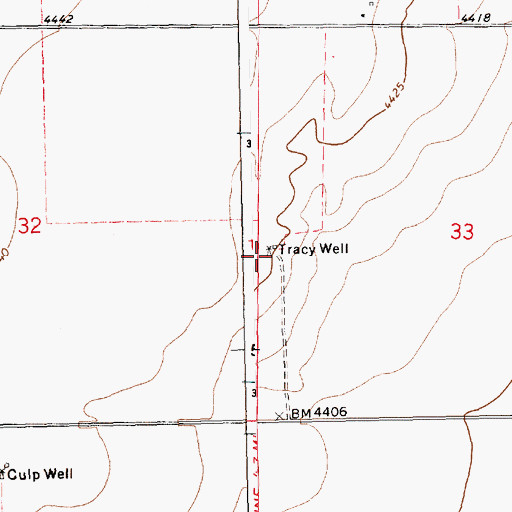 Topographic Map of Tracy Well, NM