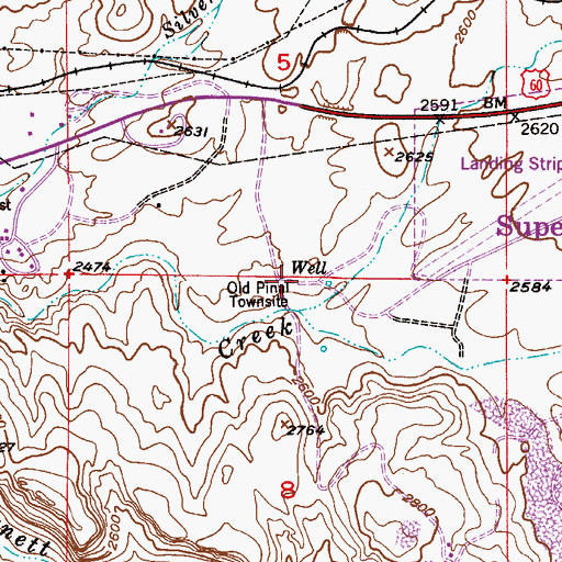Topographic Map of Old Pinal Townsite, AZ