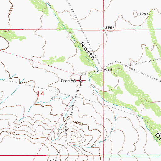 Topographic Map of Tree Well, NM