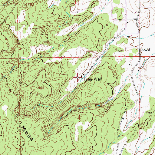 Topographic Map of Tree Well, NM