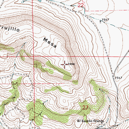 Topographic Map of Trujillo Mesa, NM