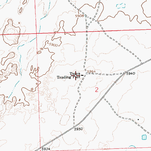Topographic Map of Tsaya Trading Post, NM