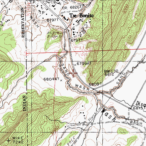 Topographic Map of Tse Bonito Valley, NM