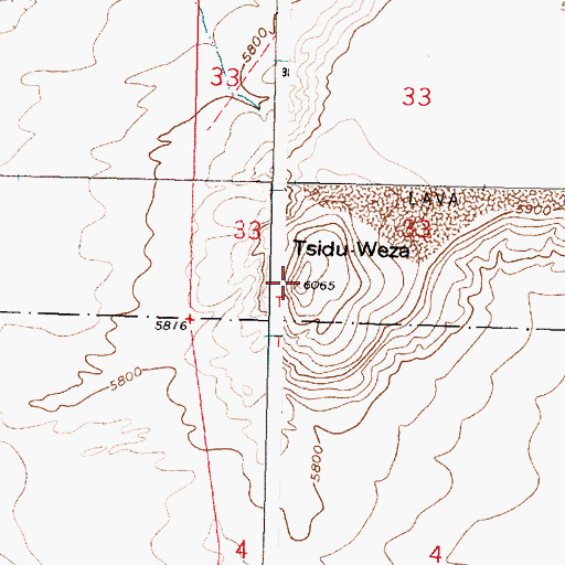 Topographic Map of Tsidu-Weza, NM