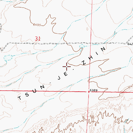 Topographic Map of Tsun-Je-Zhin, NM