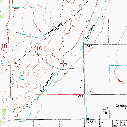 Topographic Map of Tucumcari Lateral, NM