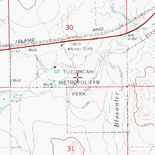 Topographic Map of Tucumcari Metropolitan Park, NM