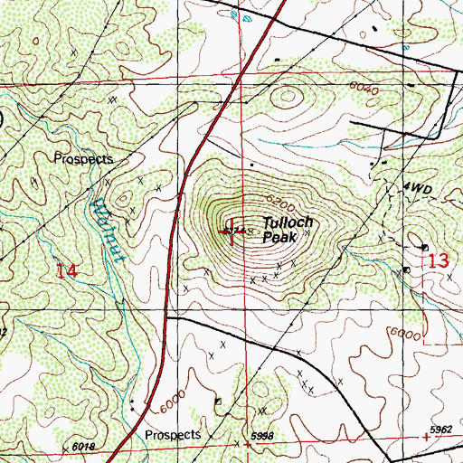 Topographic Map of Tulloch Peak, NM