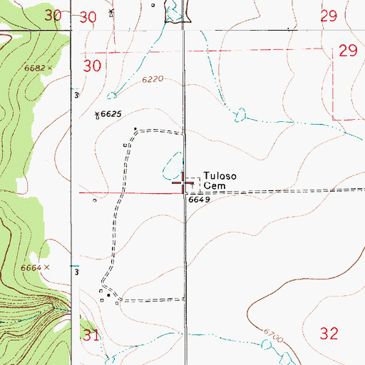 Topographic Map of Tuloso Cemetery, NM
