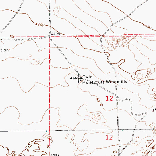 Topographic Map of Twin Honeycutt Windmills, NM