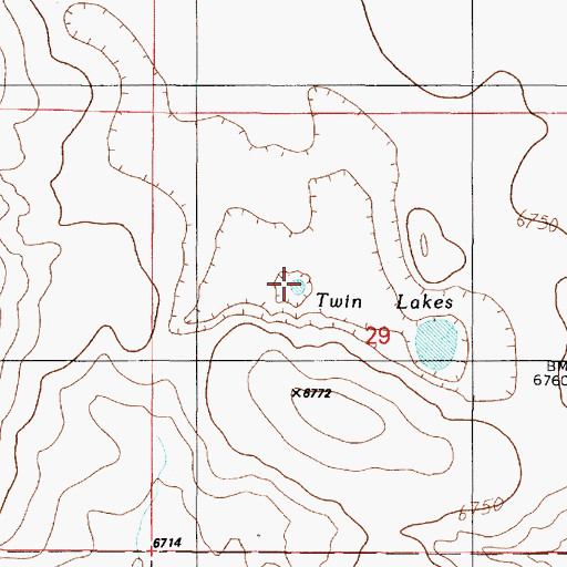 Topographic Map of Twin Lakes, NM