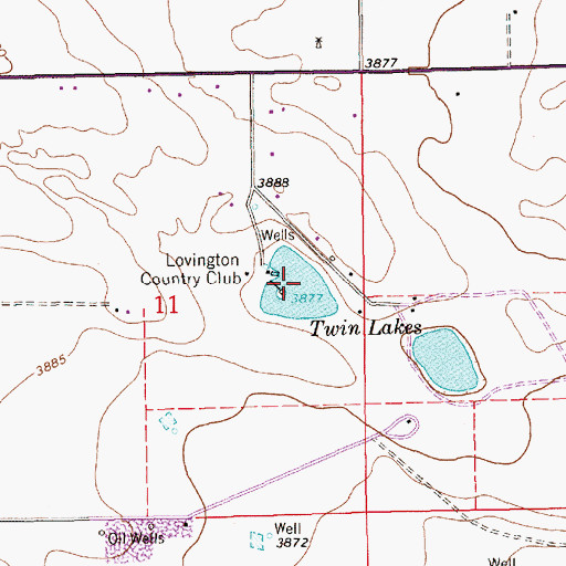 Topographic Map of Twin Lakes, NM