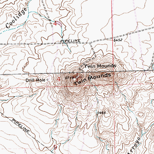 Topographic Map of Twin Mounds, NM