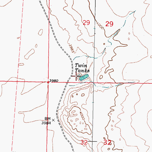 Topographic Map of Twin Tanks, NM