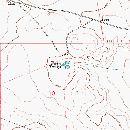 Topographic Map of Twin Tanks, NM