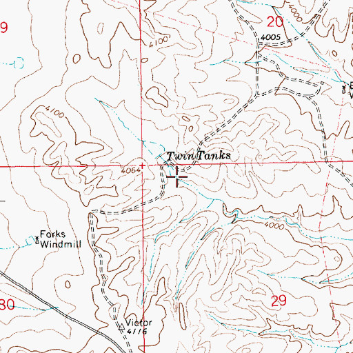 Topographic Map of Twin Tanks, NM