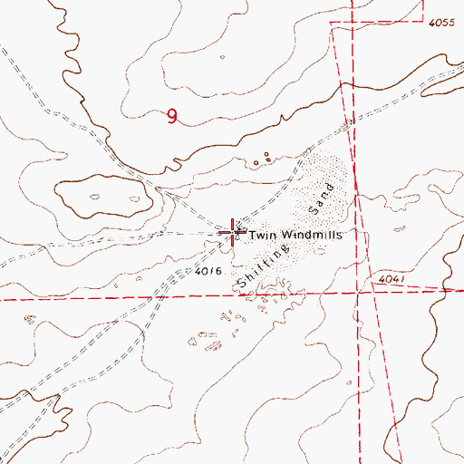 Topographic Map of Twin Windmills, NM