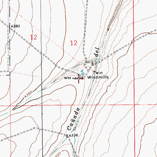 Topographic Map of Twin Windmills, NM
