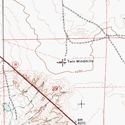 Topographic Map of Twin Windmills, NM