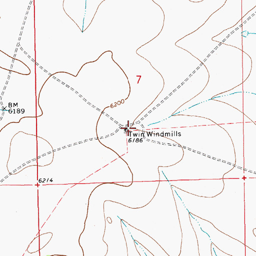Topographic Map of Twin Windmills, NM