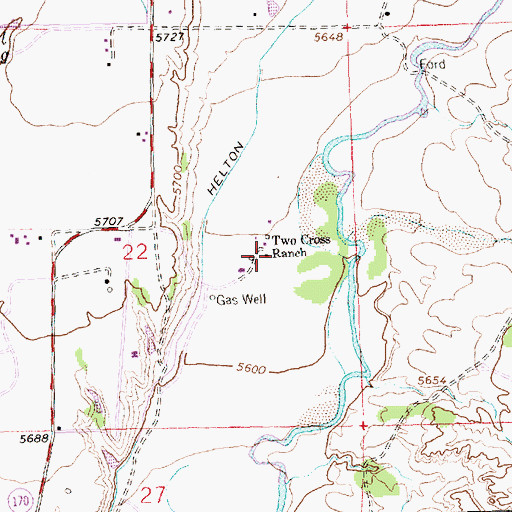 Topographic Map of Two Cross Ranch, NM