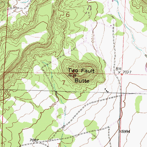 Topographic Map of Two Fault Butte, NM