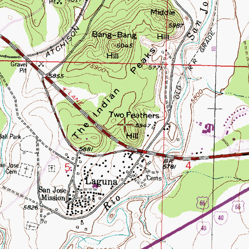 Topographic Map of Two Feathers Hill, NM