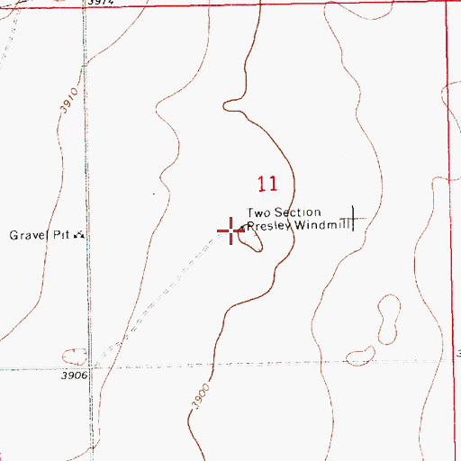 Topographic Map of Two Section Presley Windmill, NM