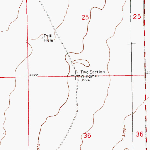 Topographic Map of Two Section Windmill, NM