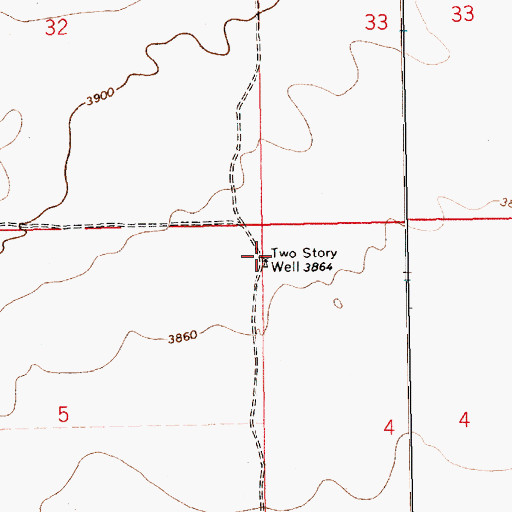Topographic Map of Two Story Well, NM