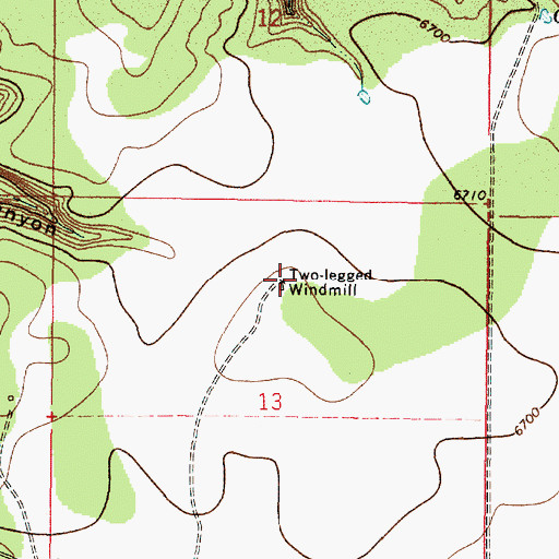Topographic Map of Two-legged Windmill, NM