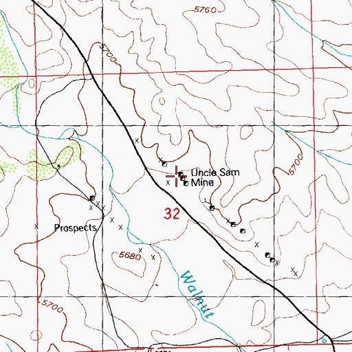 Topographic Map of Uncle Sam Mine, NM
