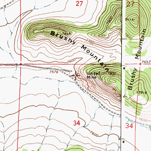 Topographic Map of United Mine, NM