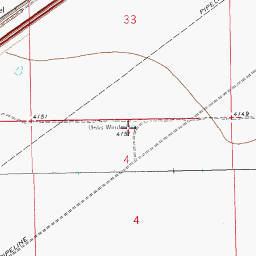 Topographic Map of Unks Windmill, NM