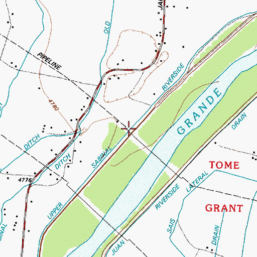 Topographic Map of Upper Sabinal Riverside Drain, NM