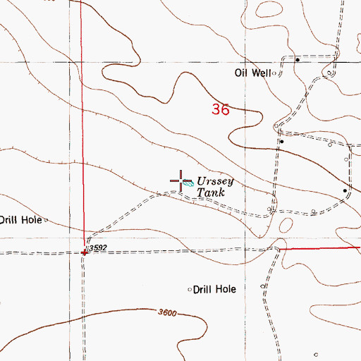 Topographic Map of Urssey Tank, NM
