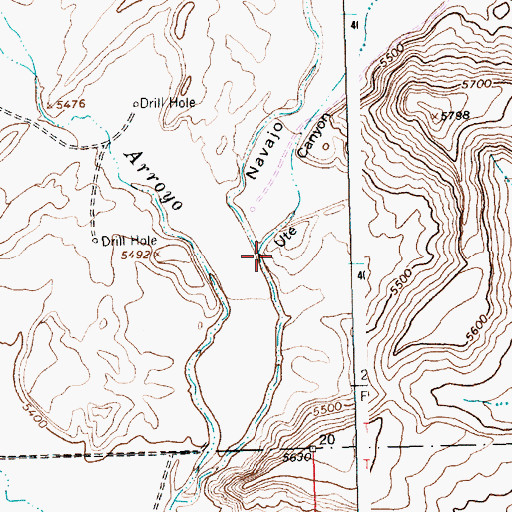 Topographic Map of Ute Canyon, NM