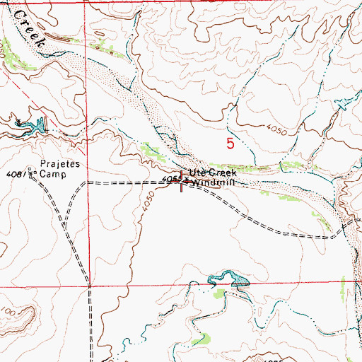 Topographic Map of Ute Creek Windmill, NM