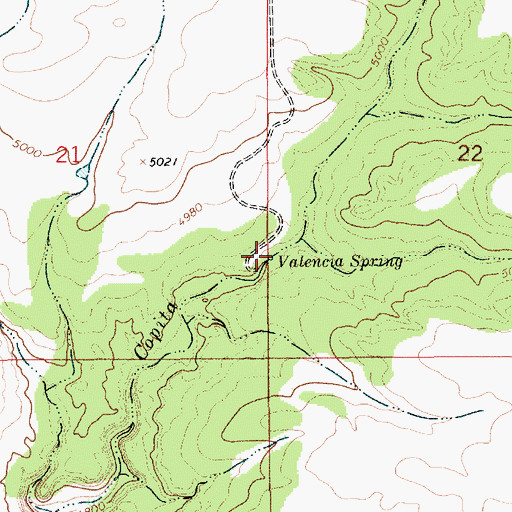 Topographic Map of Valencia Spring, NM