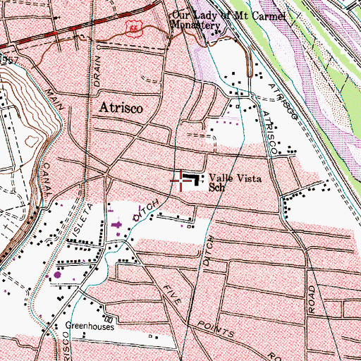 Topographic Map of Valle Vista Elementary School, NM