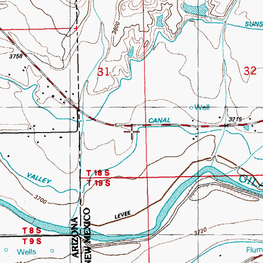 Topographic Map of Valley Canal, NM
