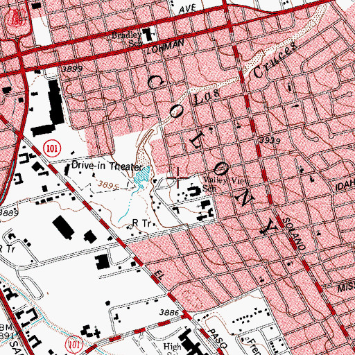 Topographic Map of Valley View School, NM