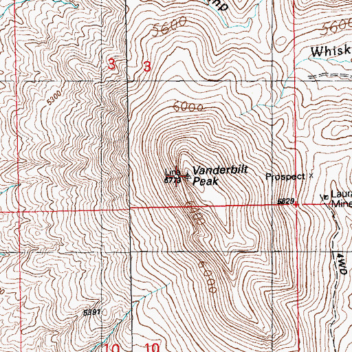 Topographic Map of Vanderbilt Peak, NM