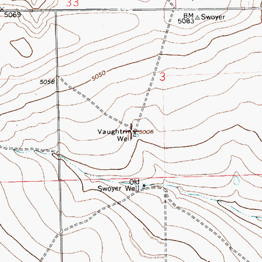 Topographic Map of Vaughtrin Well, NM