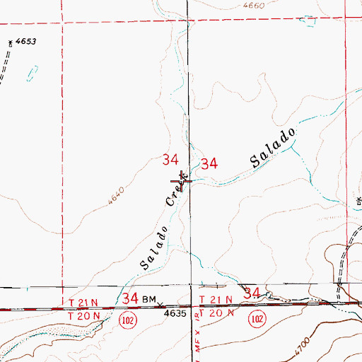 Topographic Map of Ventanas Creek, NM