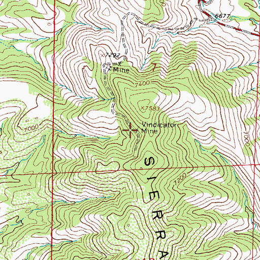 Topographic Map of Vindicator Mine, NM