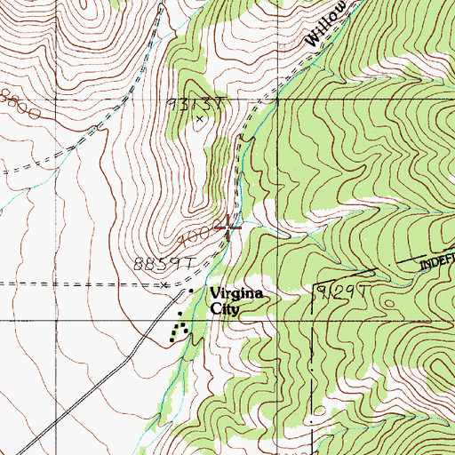 Topographic Map of Virginia City, NM